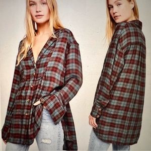 Free People plaid LS shirt